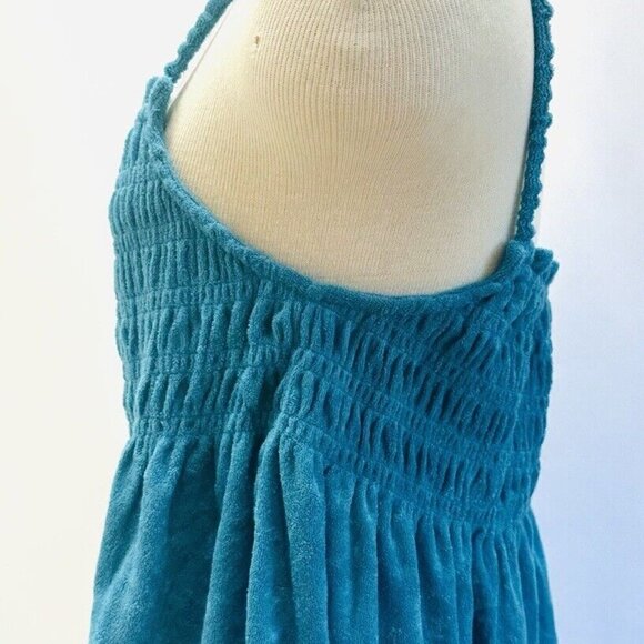 NWT SO Juniors Pullover Shirred Turquoise Terry Cloth Smocked Peplum Tank Sz XXL - Picture 4 of 11